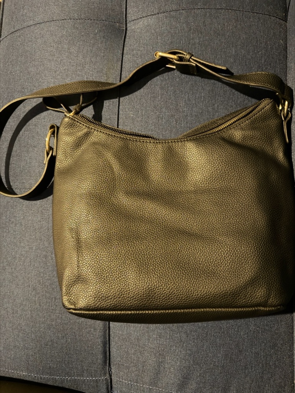 Nanette Lepore Black Pebbled Leather Shoulder Bag with Gold Hardware